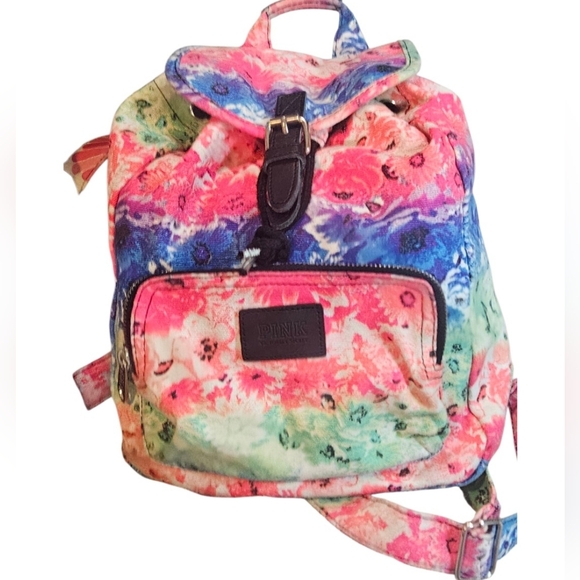 Victoria's Secret Handbags - Victoria Secret PINK Backpack Tie Dye Floral Print 11"x14"
